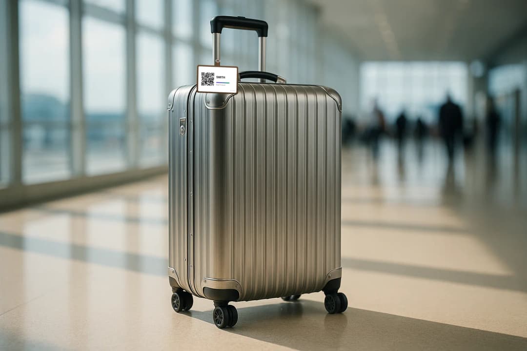Premium aluminum suitcase at airport terminal