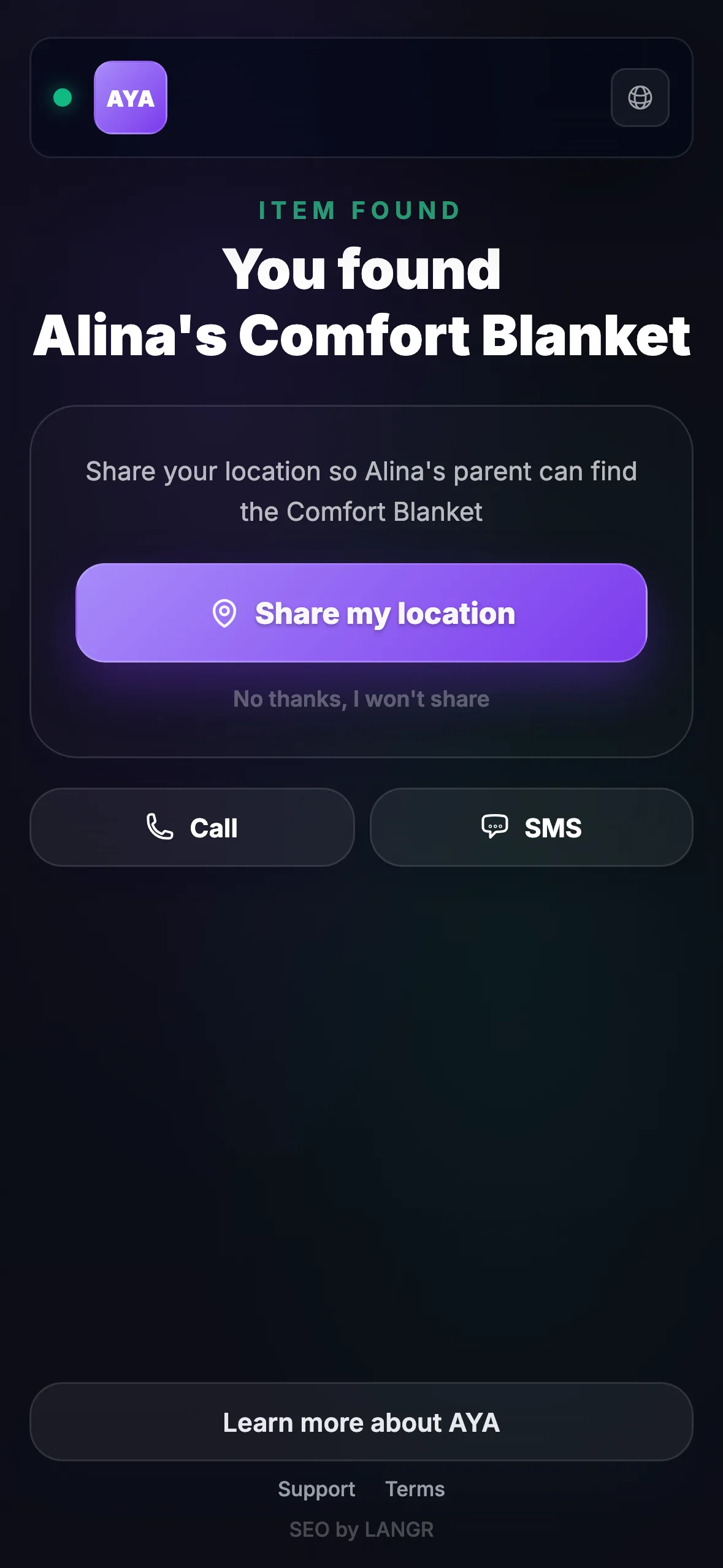 What the finder sees