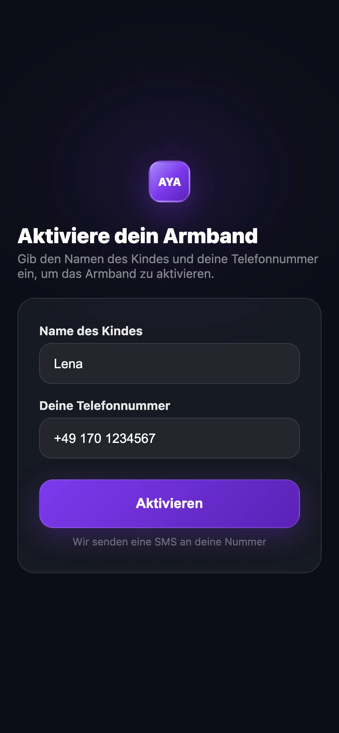 AYA wristband scan — Deutsch